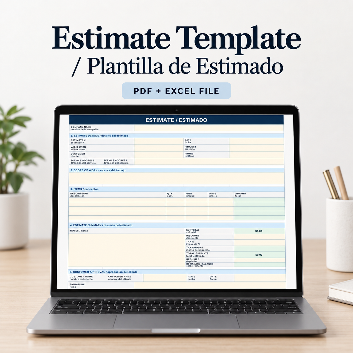 Plantilla de Estimado / Estimate Template