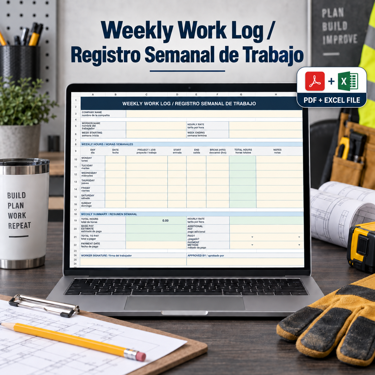 Registro Semanal de Trabajo / Weekly Work Log