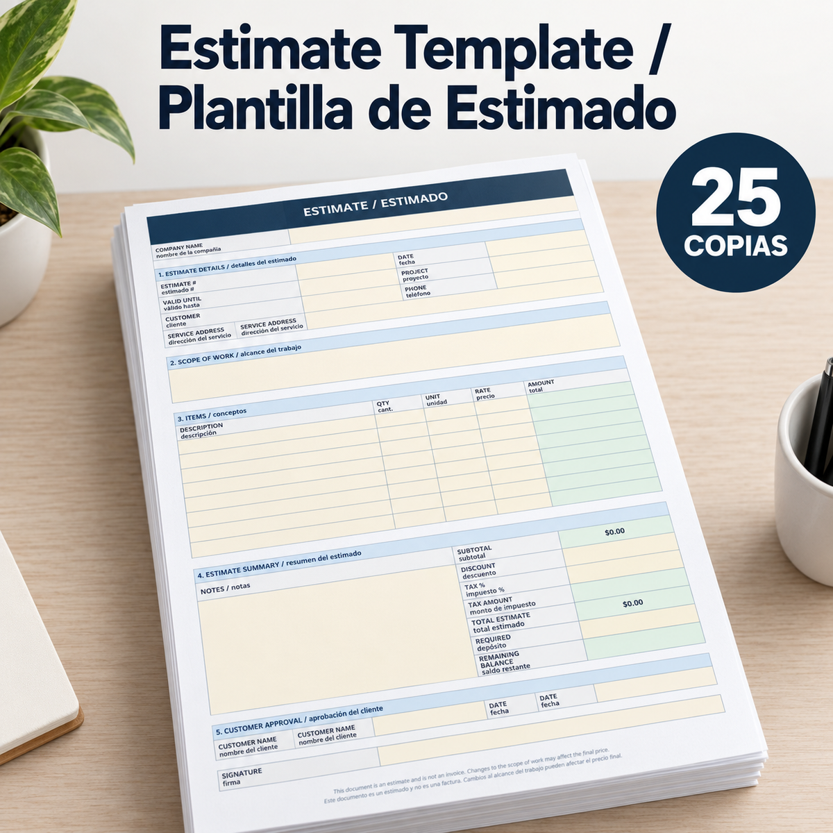 Plantilla de Estimado / Estimate Template