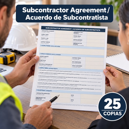Acuerdo de Subcontratista / Subcontractor Agreement