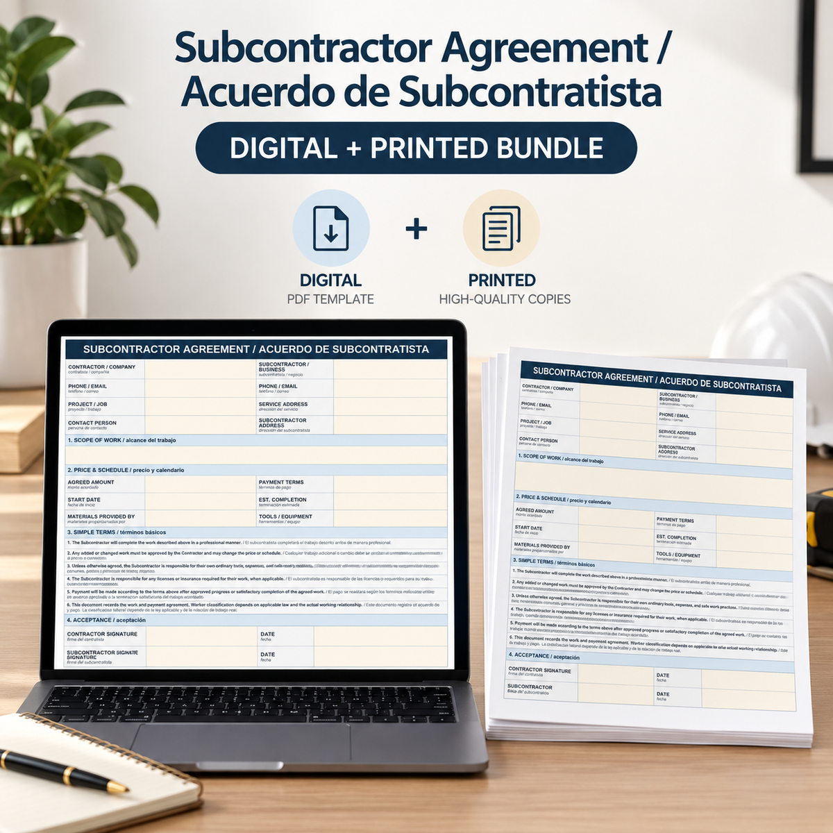 Acuerdo de Subcontratista / Subcontractor Agreement