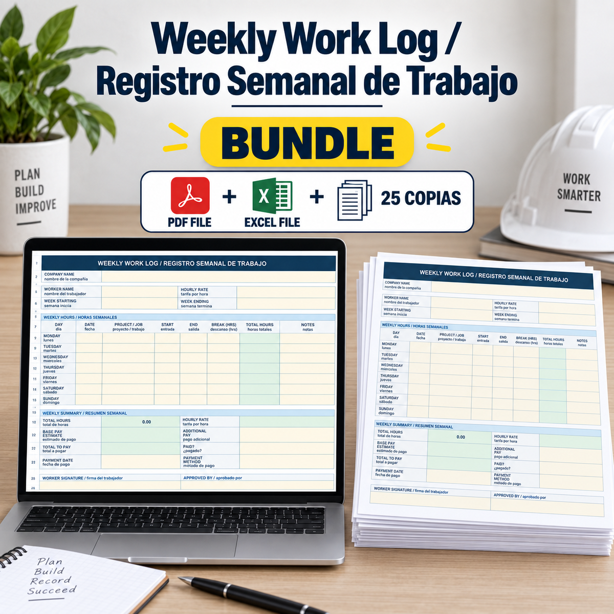 Registro Semanal de Trabajo / Weekly Work Log